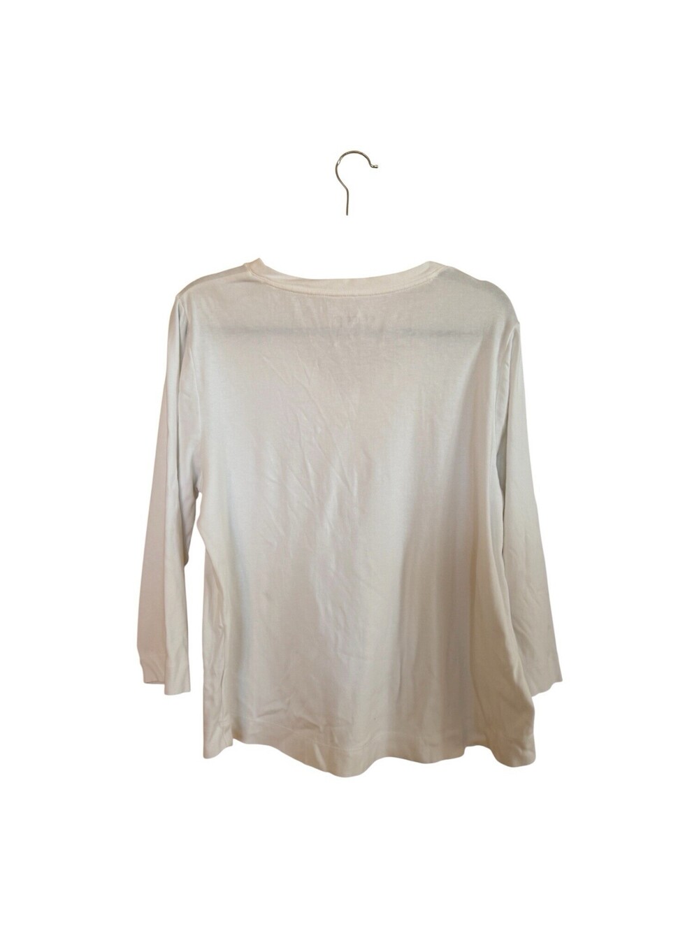 Chico's White V-Neck 3/4 Sleeve Knit Top 100% Pima Cotton Sz. 2 - Picture 2 of 4